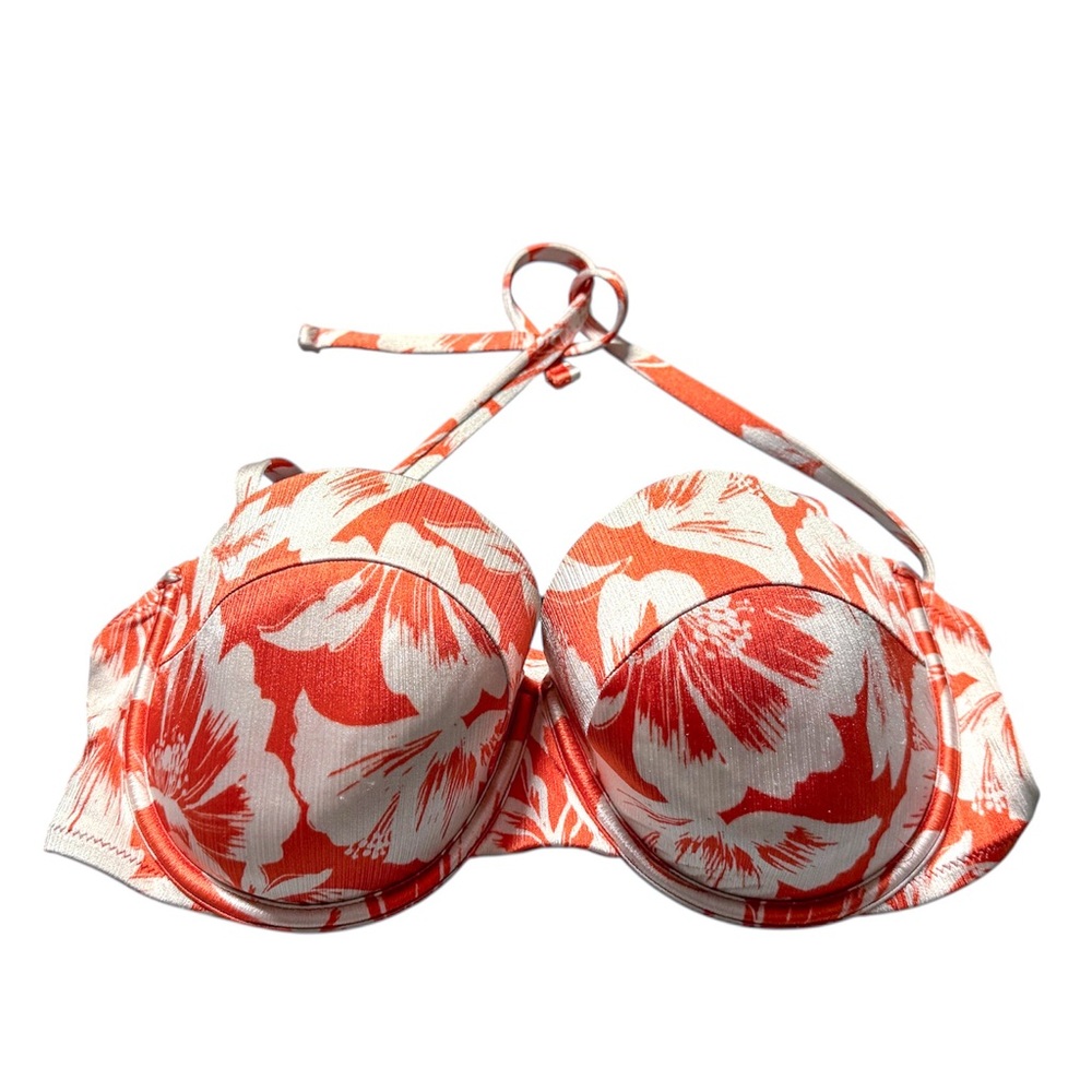 Shade & Shore | Women's Orange and‎ White Bikini Top